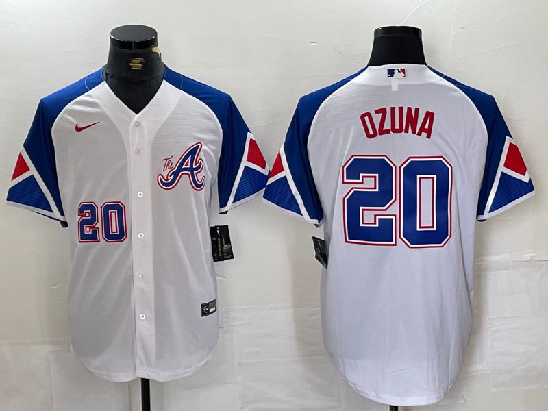 Men Atlanta Braves #20 Ozuna White City Edition 2024 Nike MLB Jersey style 1->customized nfl jersey->Custom Jersey